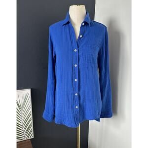 Felicite Womens Long Sleeve Button Down Shirt Cotton Gauze